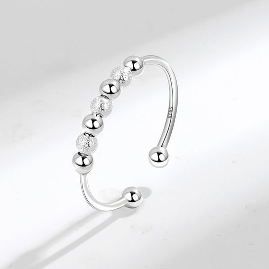 925 STERLING SILVER ADJUSTABLE BEADED SLIDING RING