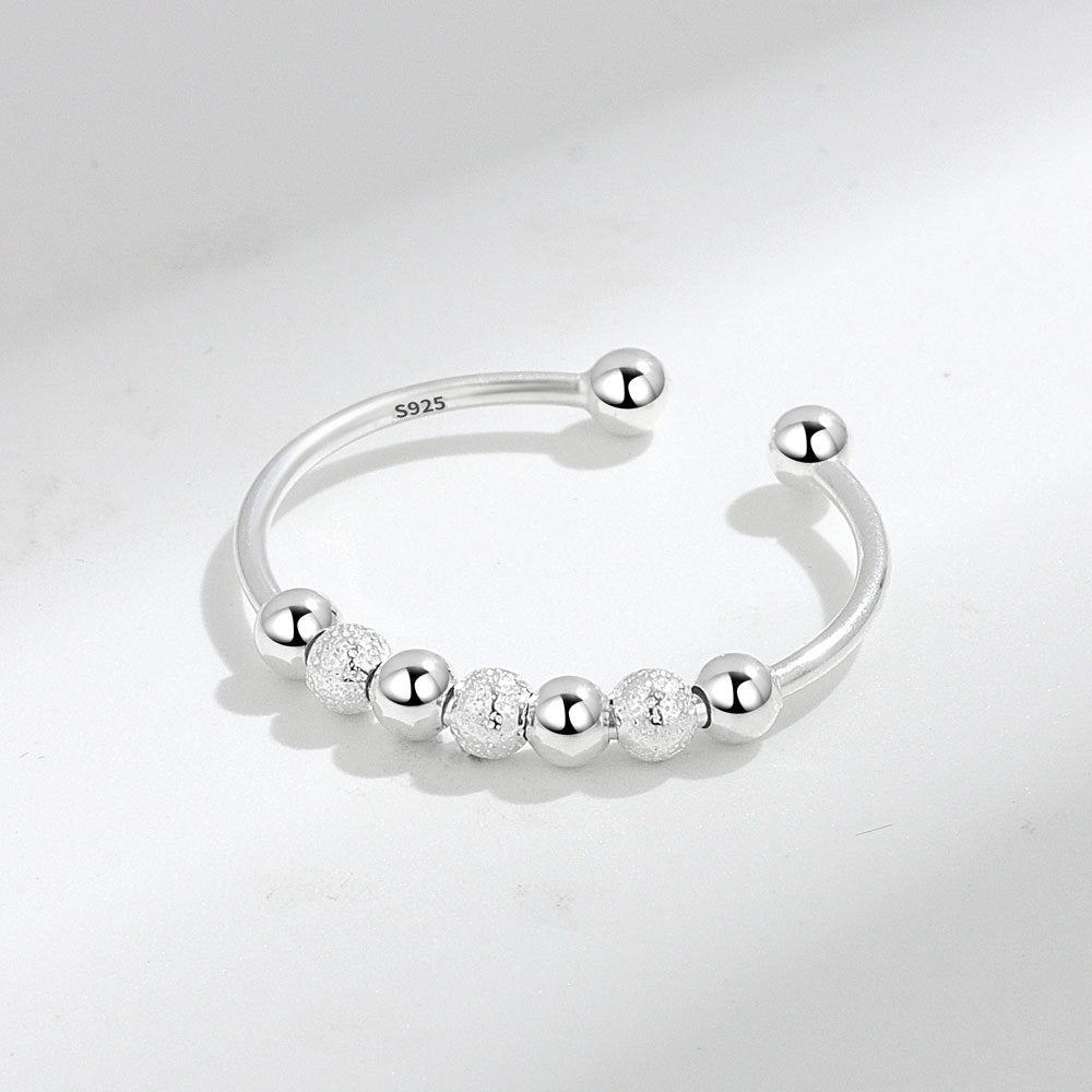 925 STERLING SILVER ADJUSTABLE BEADED SLIDING RING